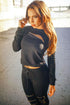 Black Fashion Sporty Zipped Pants Set